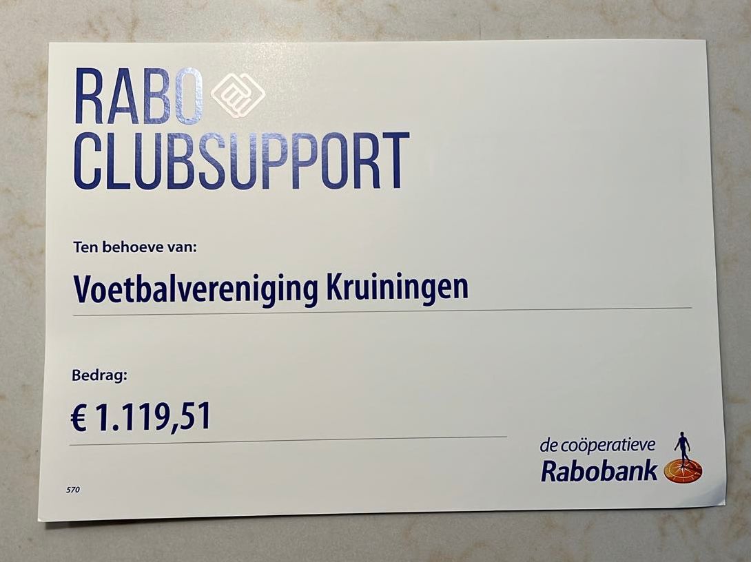 We willen iedereen bedanken die op ons hebben gestemd bij de Rabo ClubSupport-actie!